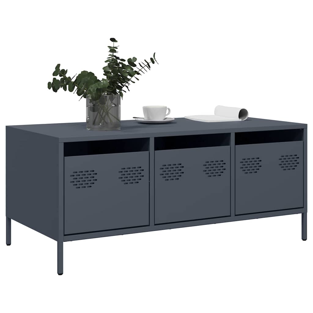 vidaXL Table basse anthracite 101,5x50x43,5 cm Acier laminé à froid