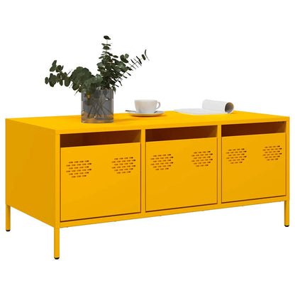 vidaXL Table basse Moutarde 101,5x50x43,5 cm Acier laminé à froid