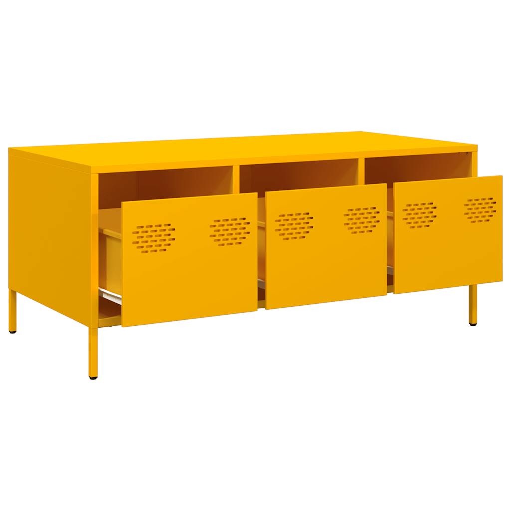 vidaXL Table basse Moutarde 101,5x50x43,5 cm Acier laminé à froid