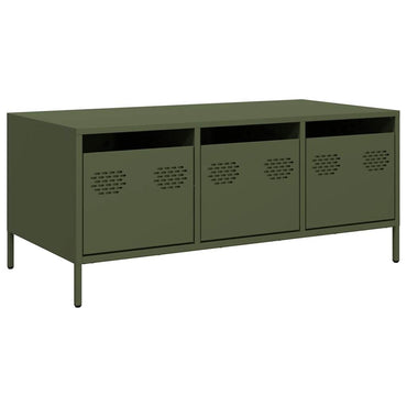 vidaXL Table basse vert olive 101,5x50x43,5 cm Acier laminé à froid