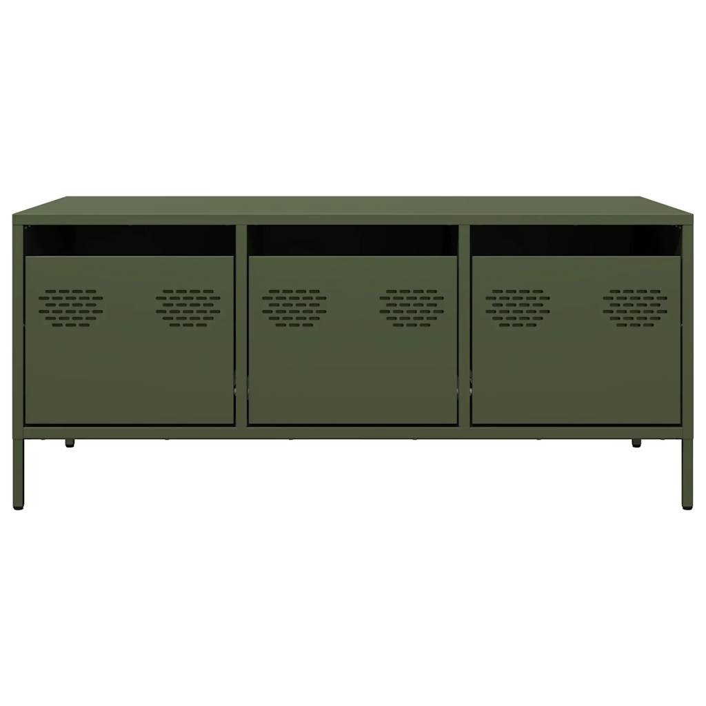 vidaXL Table basse vert olive 101,5x50x43,5 cm Acier laminé à froid
