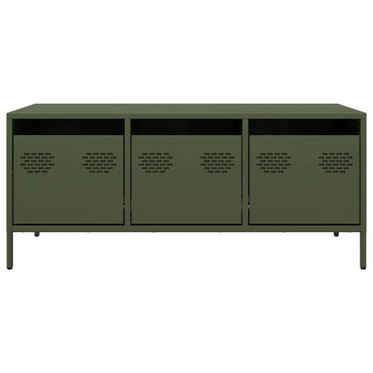 vidaXL Table basse vert olive 101,5x50x43,5 cm Acier laminé à froid