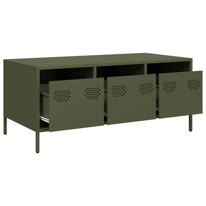 vidaXL Table basse vert olive 101,5x50x43,5 cm Acier laminé à froid