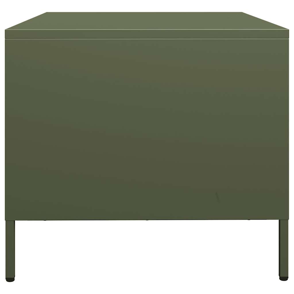 vidaXL Table basse vert olive 101,5x50x43,5 cm Acier laminé à froid