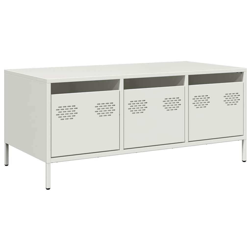 vidaXL Table basse blanc 101,5x50x43,5 cm Acier laminé à froid
