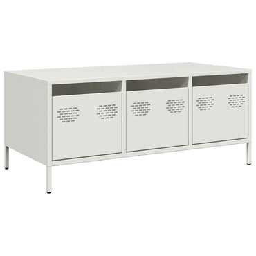 vidaXL Table basse blanc 101,5x50x43,5 cm Acier laminé à froid