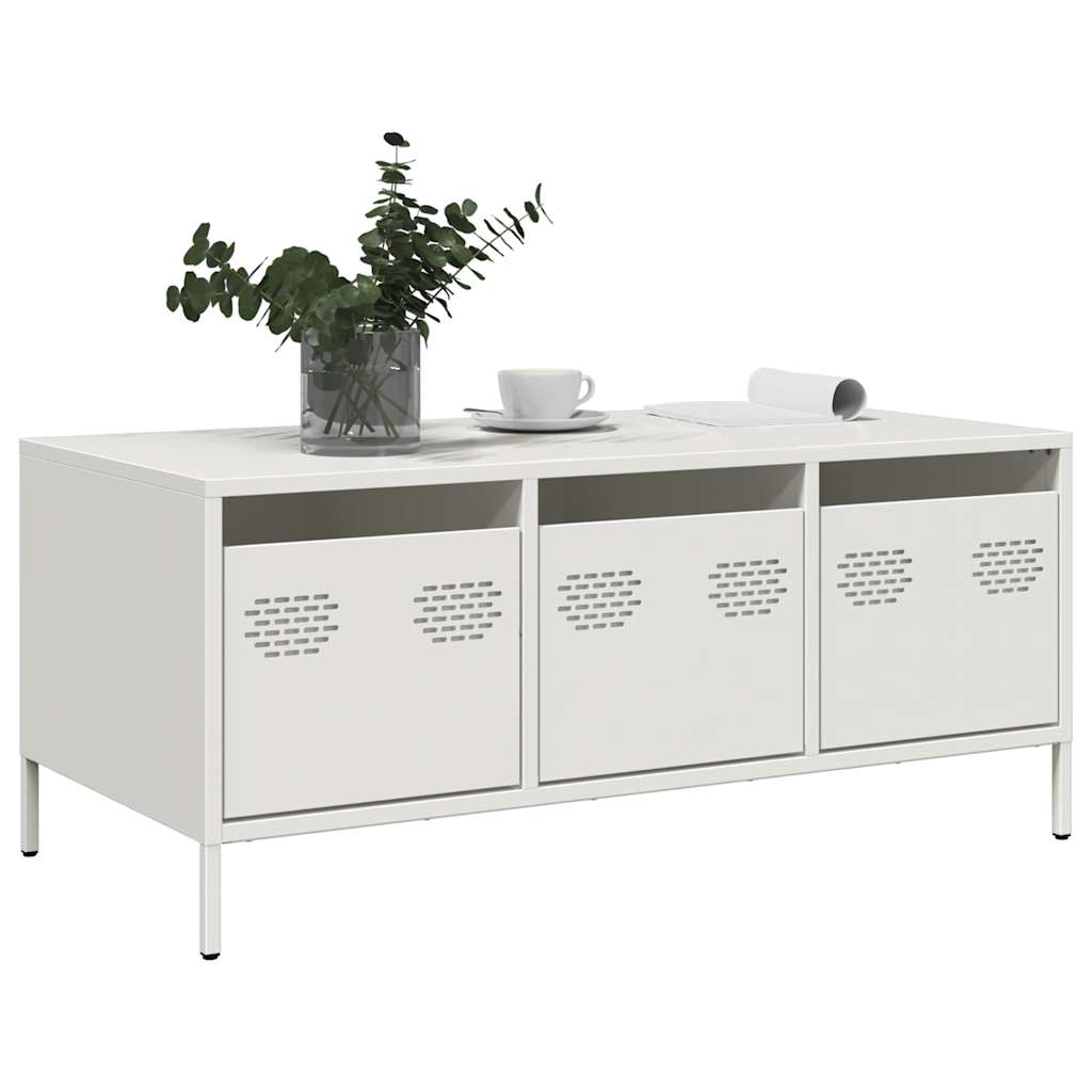 vidaXL Table basse blanc 101,5x50x43,5 cm Acier laminé à froid