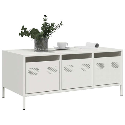 vidaXL Table basse blanc 101,5x50x43,5 cm Acier laminé à froid