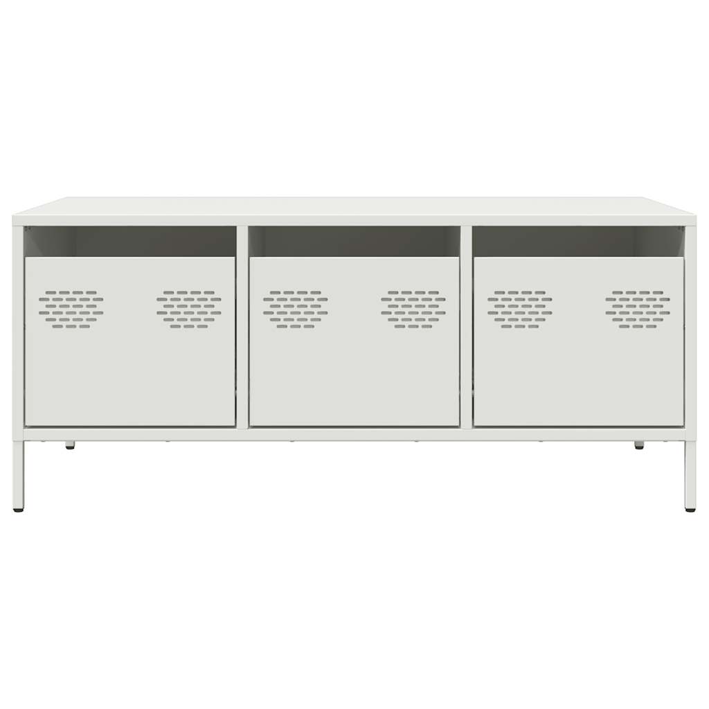 vidaXL Table basse blanc 101,5x50x43,5 cm Acier laminé à froid