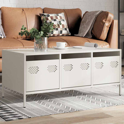 vidaXL Table basse blanc 101,5x50x43,5 cm Acier laminé à froid
