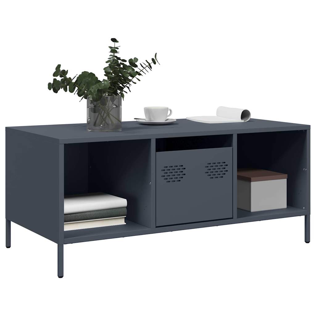 vidaXL Table basse anthracite 101,5x50x43,5 cm Acier laminé à froid