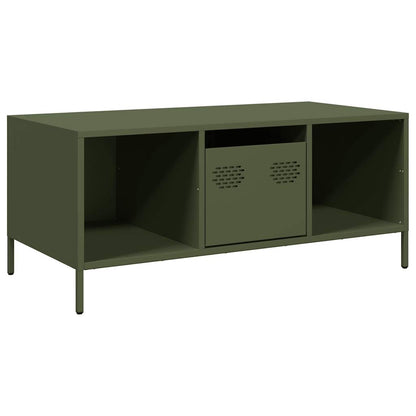 vidaXL Table basse vert olive 101,5x50x43,5 cm Acier laminé à froid