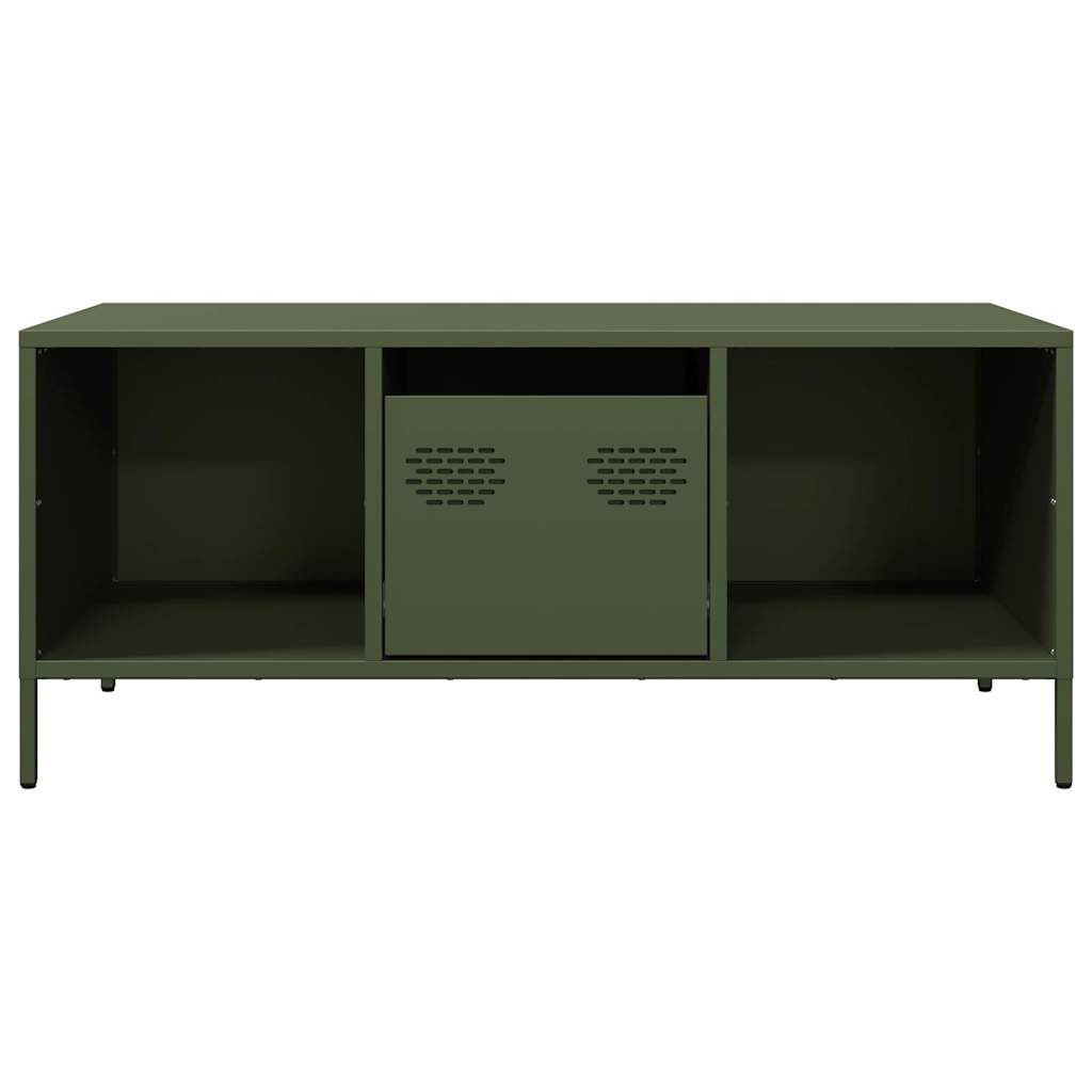 vidaXL Table basse vert olive 101,5x50x43,5 cm Acier laminé à froid