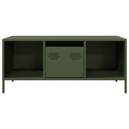 vidaXL Table basse vert olive 101,5x50x43,5 cm Acier laminé à froid