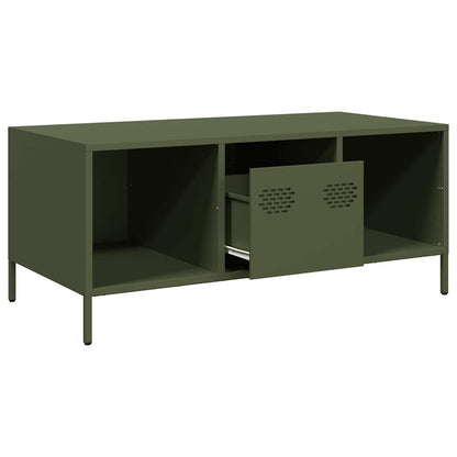 vidaXL Table basse vert olive 101,5x50x43,5 cm Acier laminé à froid