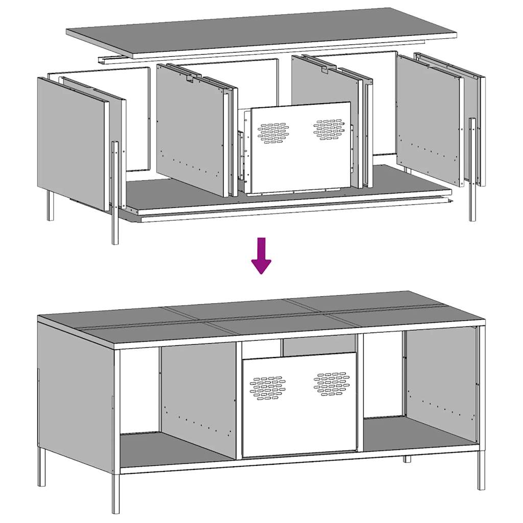 vidaXL Table basse vert olive 101,5x50x43,5 cm Acier laminé à froid