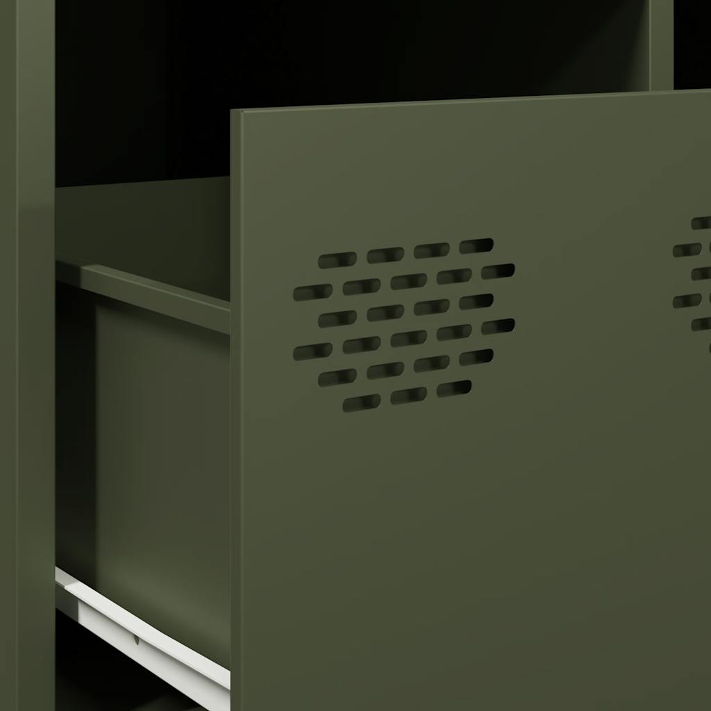 vidaXL Table basse vert olive 101,5x50x43,5 cm Acier laminé à froid