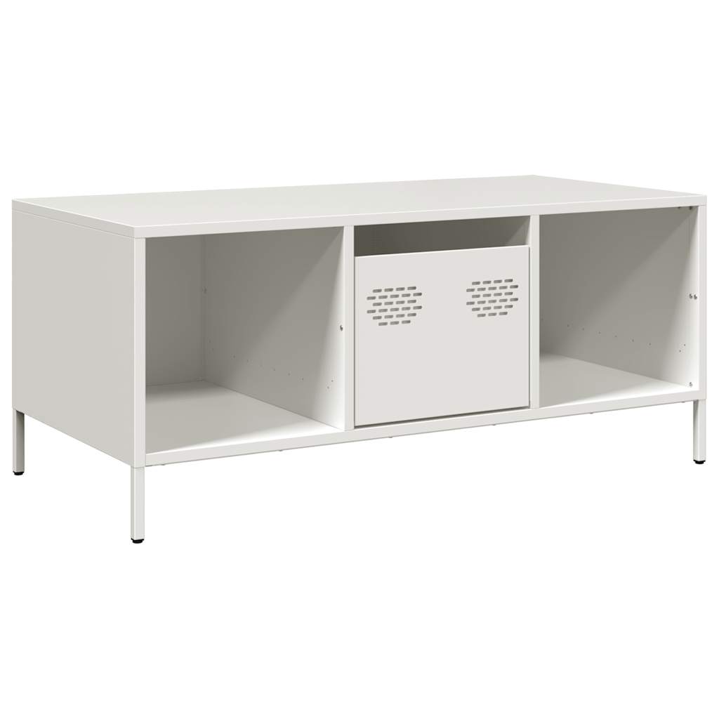 vidaXL Table basse blanc 101,5x50x43,5 cm Acier laminé à froid