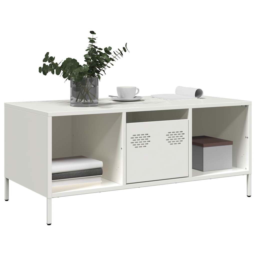 vidaXL Table basse blanc 101,5x50x43,5 cm Acier laminé à froid