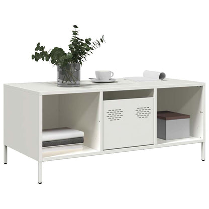 vidaXL Table basse blanc 101,5x50x43,5 cm Acier laminé à froid