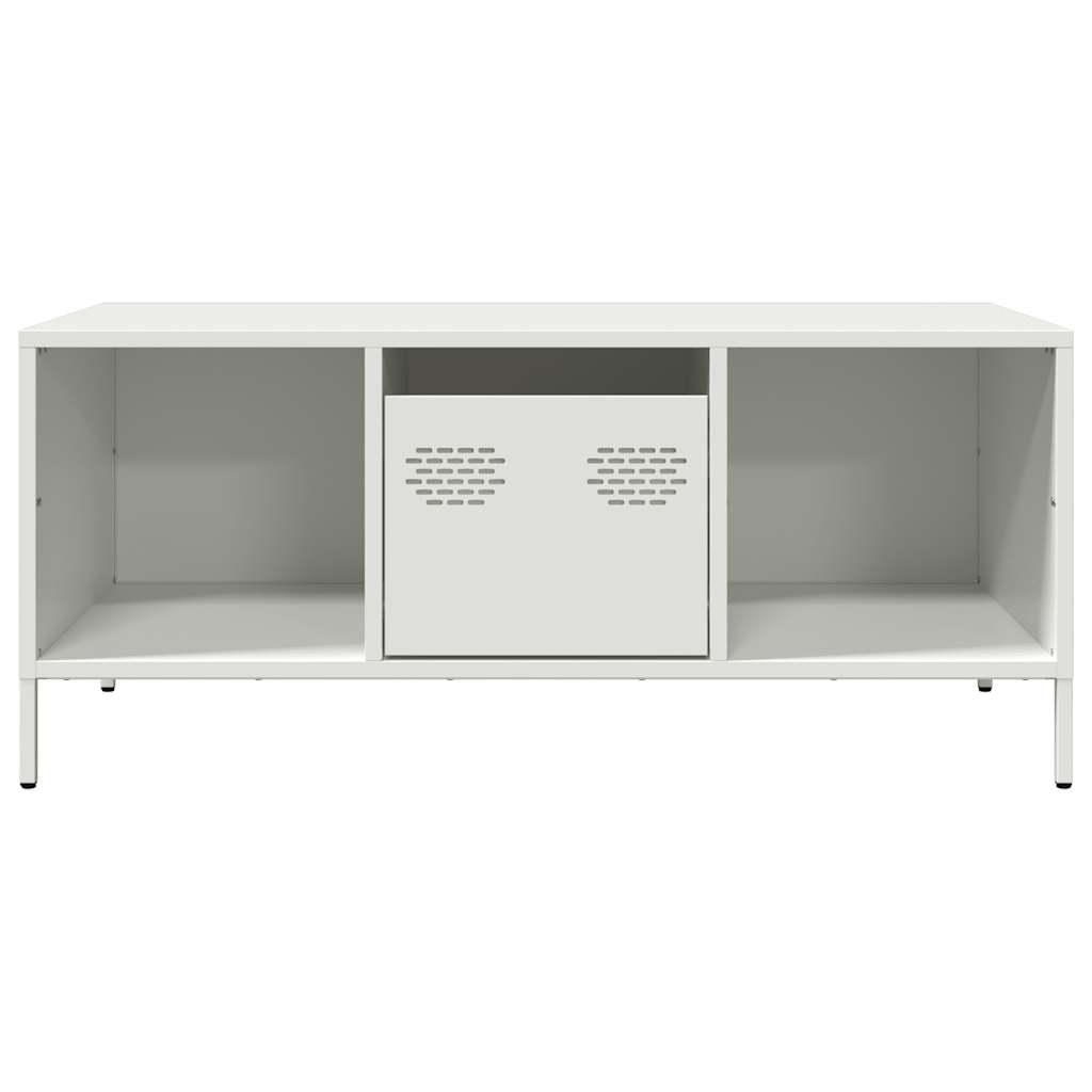 vidaXL Table basse blanc 101,5x50x43,5 cm Acier laminé à froid
