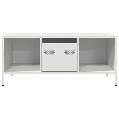 vidaXL Table basse blanc 101,5x50x43,5 cm Acier laminé à froid