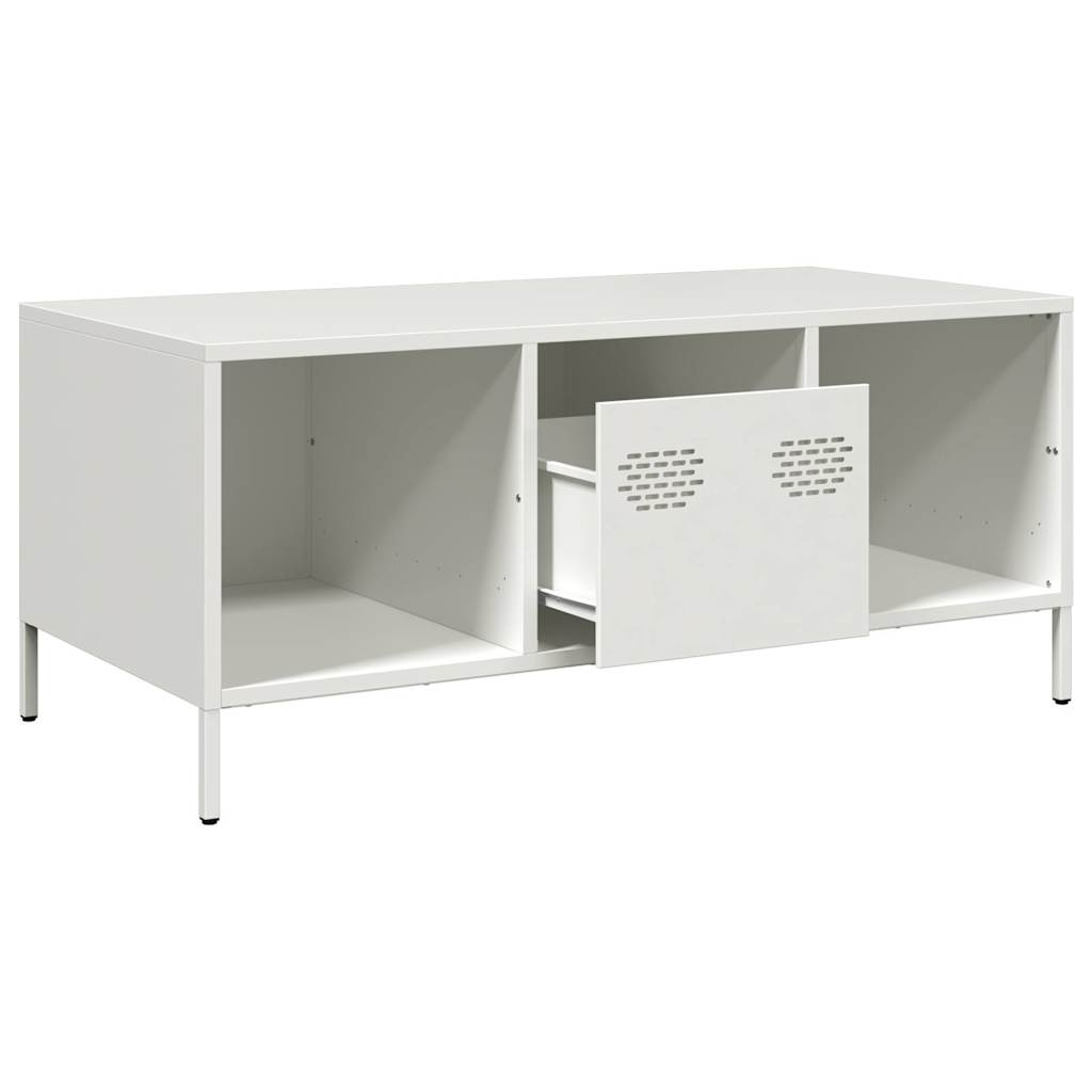 vidaXL Table basse blanc 101,5x50x43,5 cm Acier laminé à froid