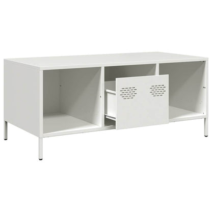 vidaXL Table basse blanc 101,5x50x43,5 cm Acier laminé à froid