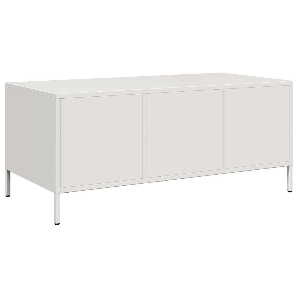 vidaXL Table basse blanc 101,5x50x43,5 cm Acier laminé à froid
