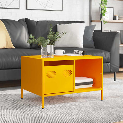 vidaXL Table basse Moutarde 68,5x50x43,5 cm Acier laminé à froid