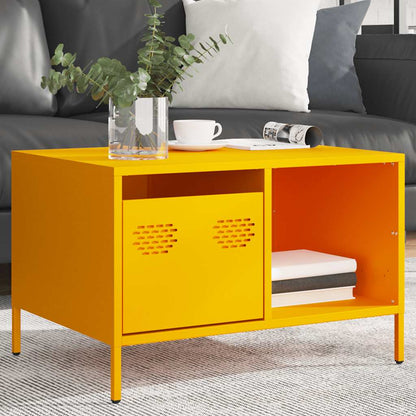 vidaXL Table basse Moutarde 68,5x50x43,5 cm Acier laminé à froid