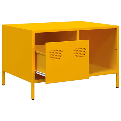 vidaXL Table basse Moutarde 68,5x50x43,5 cm Acier laminé à froid