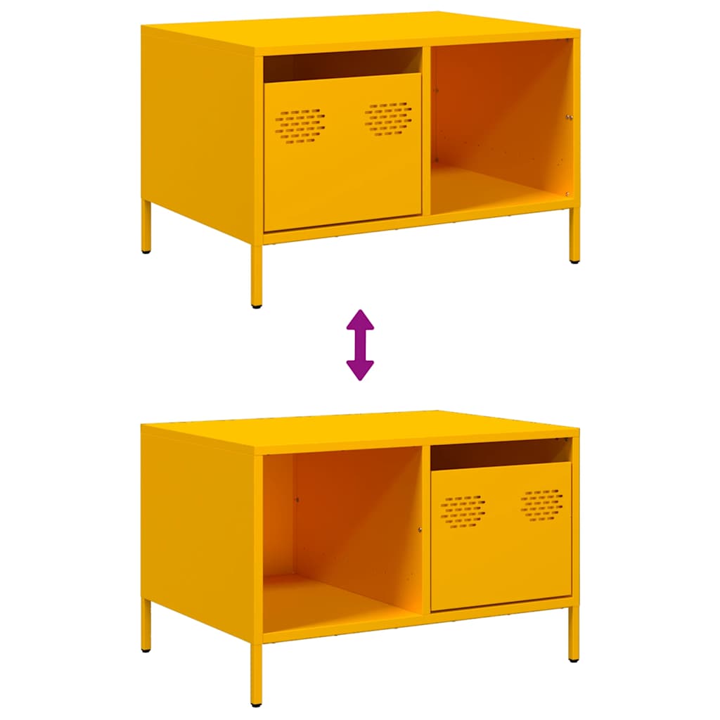 vidaXL Table basse Moutarde 68,5x50x43,5 cm Acier laminé à froid