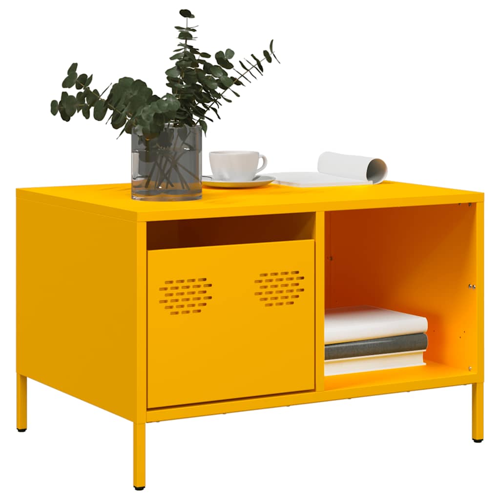 vidaXL Table basse Moutarde 68,5x50x43,5 cm Acier laminé à froid