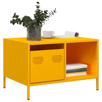 vidaXL Table basse Moutarde 68,5x50x43,5 cm Acier laminé à froid