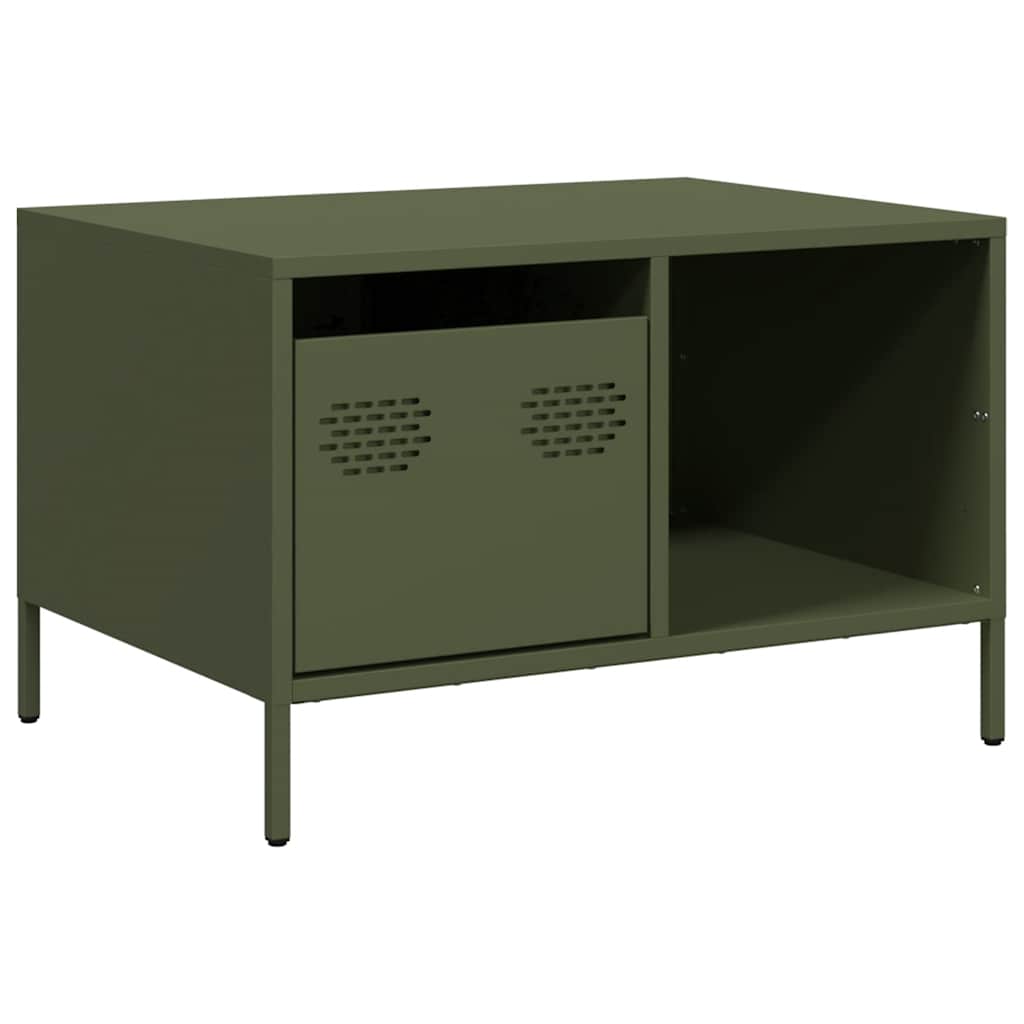 vidaXL Table basse vert olive 68,5x50x43,5 cm Acier laminé à froid
