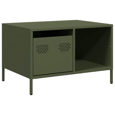 vidaXL Table basse vert olive 68,5x50x43,5 cm Acier laminé à froid