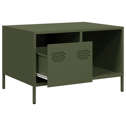 vidaXL Table basse vert olive 68,5x50x43,5 cm Acier laminé à froid
