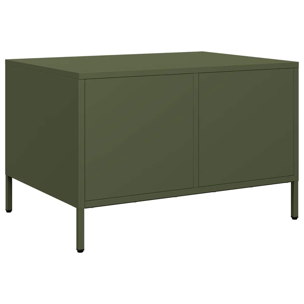 vidaXL Table basse vert olive 68,5x50x43,5 cm Acier laminé à froid