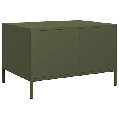 vidaXL Table basse vert olive 68,5x50x43,5 cm Acier laminé à froid