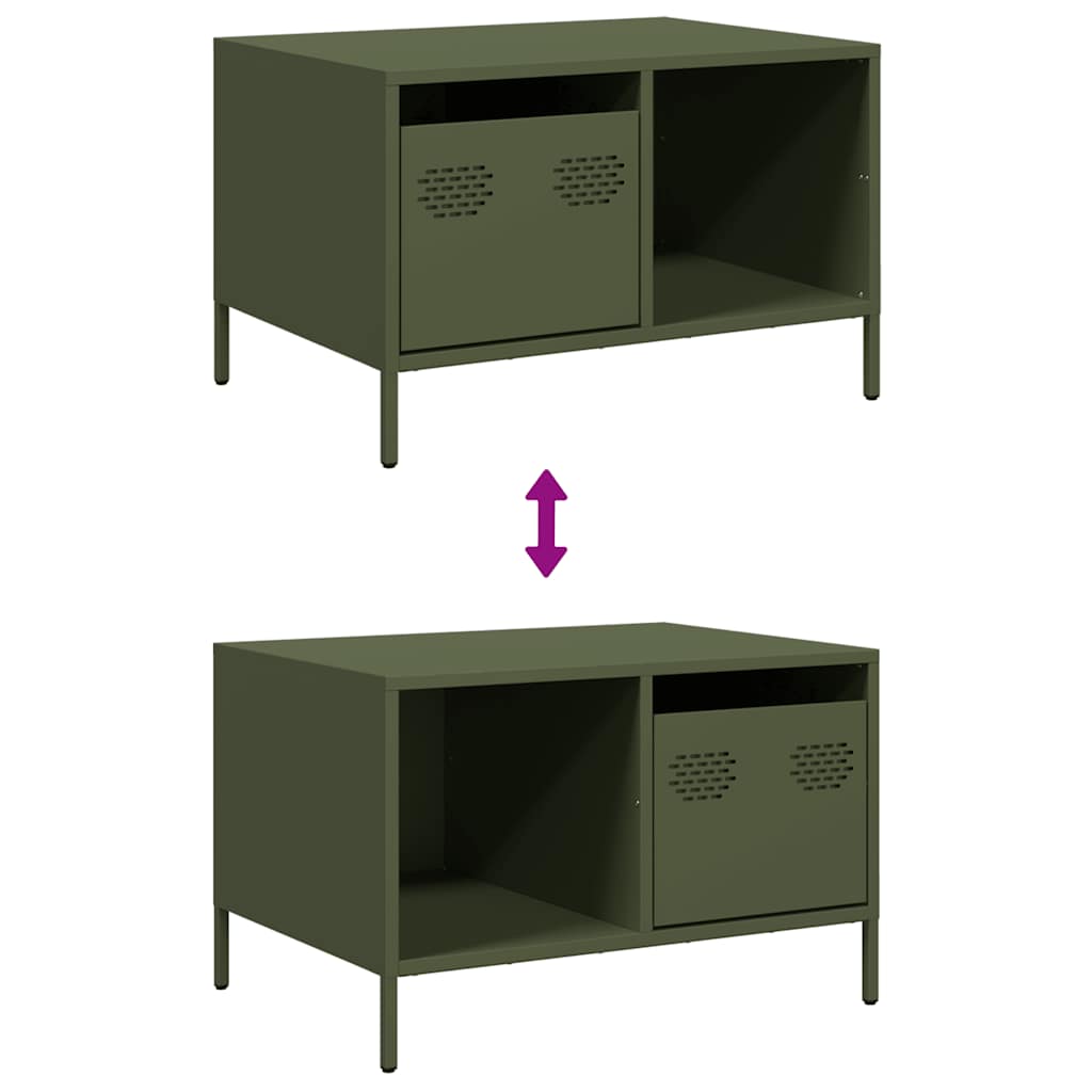 vidaXL Table basse vert olive 68,5x50x43,5 cm Acier laminé à froid