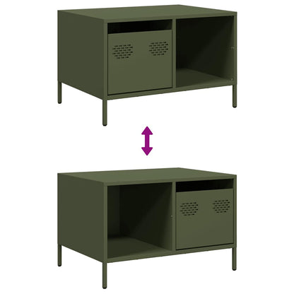 vidaXL Table basse vert olive 68,5x50x43,5 cm Acier laminé à froid
