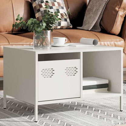 vidaXL Table basse blanc 68,5x50x43,5 cm acier laminé à froid