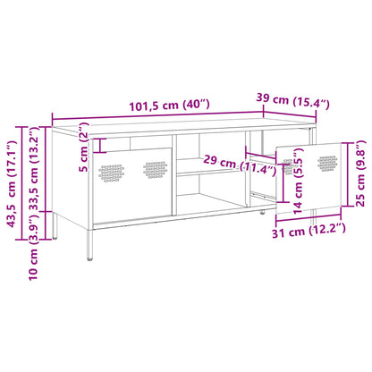 vidaXL TV-Schrank Schwarz 101,5x39x43,5 cm Kaltgewalzter Stahl
