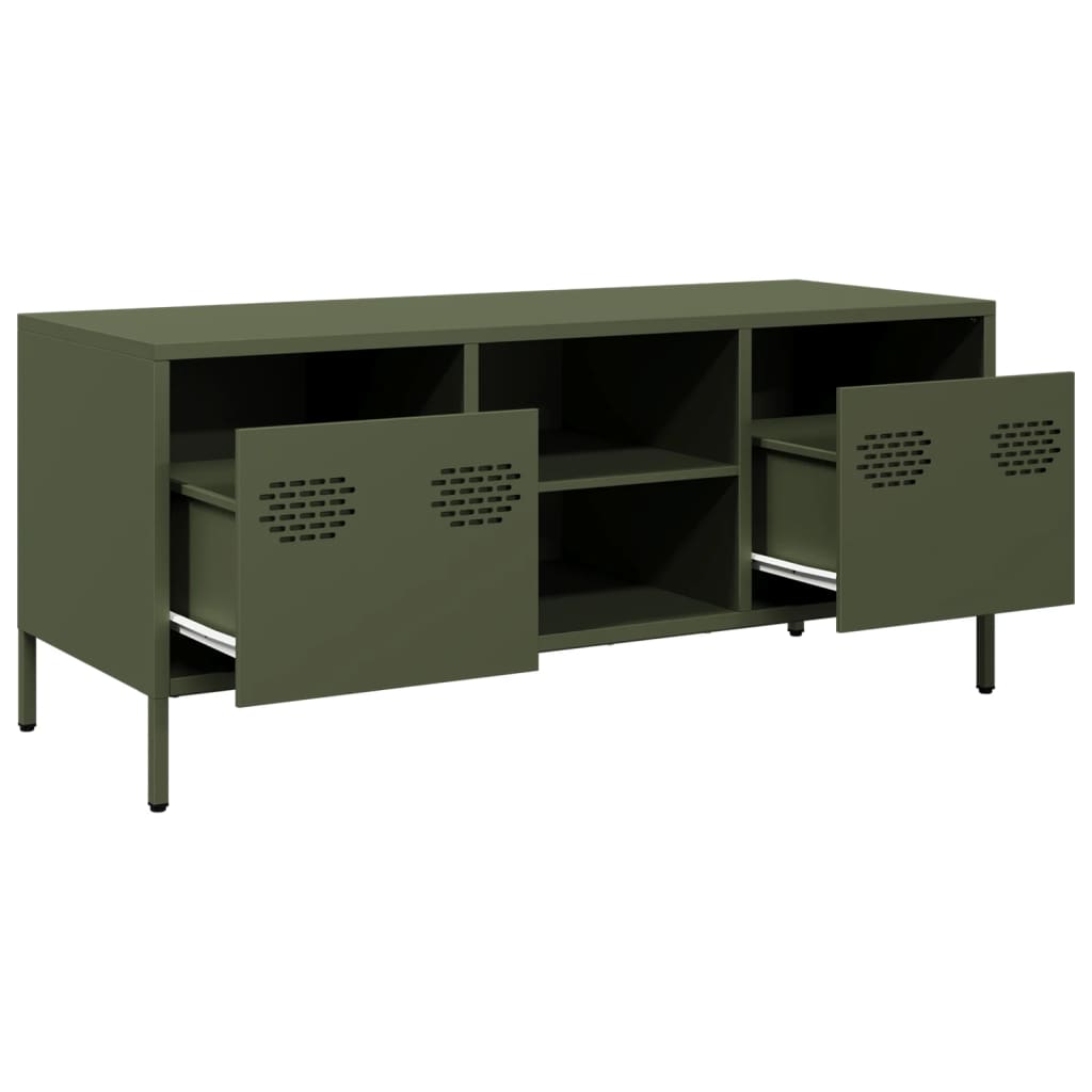 vidaXL TV-Schrank Olivgrün 101,5x39x43,5 cm Kaltgewalzter Stahl