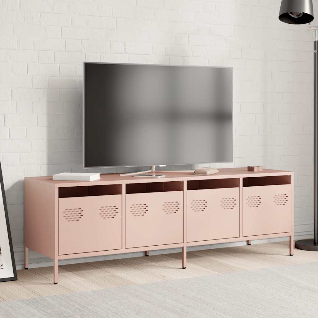 vidaXL Meuble TV rose 135x39x43,5 cm acier laminé à froid