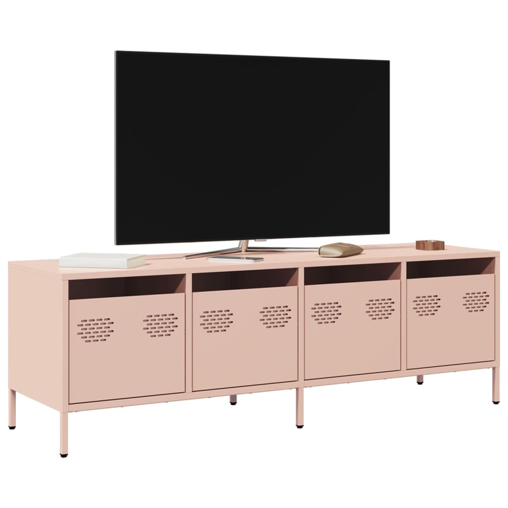 vidaXL Meuble TV rose 135x39x43,5 cm acier laminé à froid