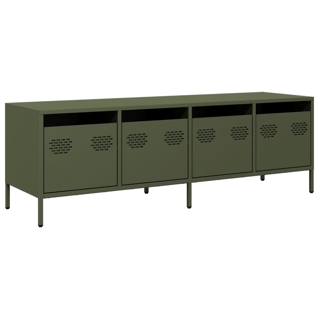 vidaXL Meuble TV Vert olive 135x39x43,5 cm Acier laminé à froid