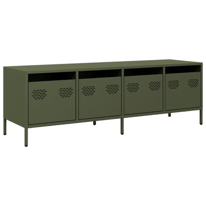 vidaXL Meuble TV Vert olive 135x39x43,5 cm Acier laminé à froid