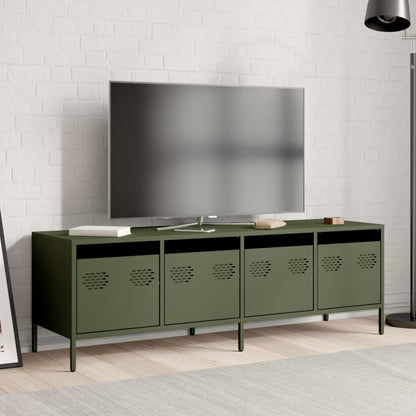 vidaXL Meuble TV Vert olive 135x39x43,5 cm Acier laminé à froid